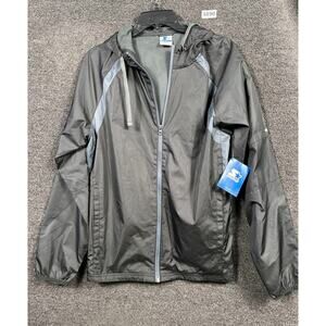 Starter Jacket Mens Small Black Woven Track Hooded Full Zip Mesh Lined